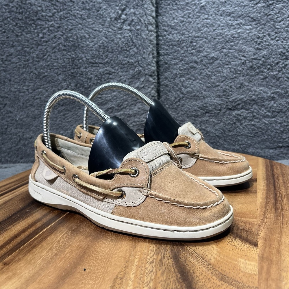 Sperry Top Sider Shoes Womens 7 Songfish Linen Oat‎ Sliver Boat Shoe Lace Up - Picture 3 of 11
